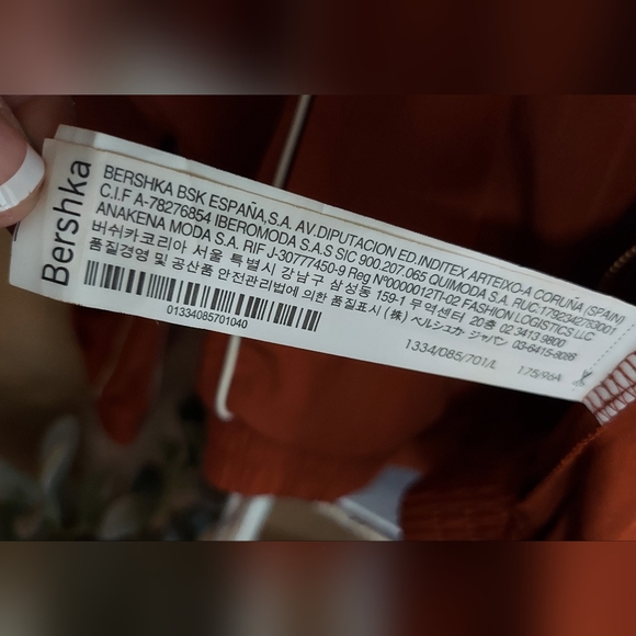 Bershka Orange Zipper Crop Jacket White Stripe Sz L Preppy Revival Tenniscore - Picture 8 of 13